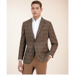 Nautica Branford Blazer Mens Brown Blue Plaid Two Button Sport Coat Jacket NWT